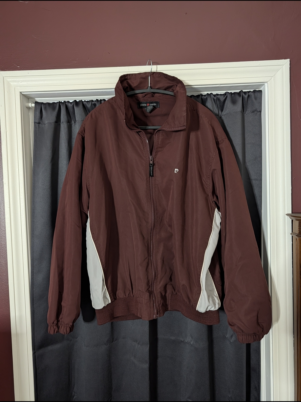 Pierre Cardin Vintage Men's Burgundy Varsity Track Jacket Logo Zip-up M